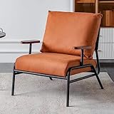 LEIYTFE Skandinavischer Sofasessel Wohnzimmer Sessel, Akzentsessel Einzelner Loungesessel Dick Gepolstert Und Rückenlehne, Gäste- Und Empfangsstühle Für Öffentliche Räume (Color : Orange)