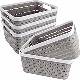 Atmungsaktives Kunststoff-Aufbewahrungskorb-Set – tragbare Aufbewahrungsbox, Kindergarten-Spielzeug-Organizer-Box, Küche, rechteckiger Aufbewahrungs-Organizer, Badrahmen – Grau L,Pack2