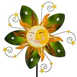 colourliving Windspiel Sunface Summer Metallwindrad Sonne Garten Deko