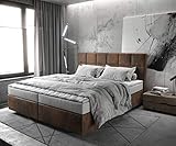 DELIFE Boxspringbett Dream-Fine Mikrofaser Braun 180x200 cm mit Matratze und Topper