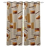Yanyan Art 2 Paneele Fenstervorhänge, Zeitungs-Overlay, Text, Hut, Schatten, Schlafzimmer, modernes Wohnzimmer, Küche, Vorhänge, Heim- und Kinderzimmerdekoration WxH/2x125x180cm gardinen kinderzimmer