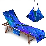 Chickwin Schonbezug für Gartenliege Frottee Liegenauflage mit Kapuze | Strandliegenauflage mit 2 Taschen Stuhl Strandtuch für Gartenliege Liegenauflage,Sonnenliegen (75x210cm,Vieleckig1)