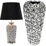 Kare Design Tischleuchte Rose Multi, 59x34x34cm & Design Vase Rose Multi Chrom Small, 36,5x17,5x17,5cm, Silber