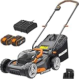 WORX Akku-Rasenmäher 40V (2 x 20V) MAX 40cm WG734E bis zu 500m², Powershare, 4,0Ah, IntelliCut Technologie, 20-70mm Schnitthöhen