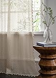 DEAMOS Vintage Vorhänge Landhausstil Häkeln Stricken Handgemacht Beige Gardinen mit Quaste,Boho Polyester Baumwolle Transparent Vorhang für Küche Wohnzimmer Schlafzimmer,1 Stück,B150×H160cm