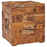 vidaXL Teak Massiv Hocker mit Stauraum Deckel Fußhocker Sitzhocker Holzhocker Sitzwürfel Aufbewahrungsbox Sitztruhe Fußbank Truhe 40x40x45cm