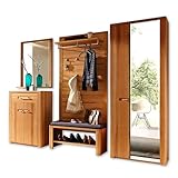 Stella Trading Nature Plus Flurgarderoben Set teil-massiv aus Kernbuchenholz - Stylishe Garderobenkombi für Ihren Eingangsbereich - 268 x 200 x 40 cm (B/H/T)