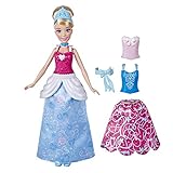 Disney Prinzessin Cinderellas Kleidermix, Modepuppe mit Outfits zum Anstecken, Kombinierbare Looks, Spielzeug für Mädchen ab 3 Jahren