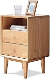 JUNNIU Massivholz-Nachttisch, Couchtisch, Spind, Schlafzimmer, Wohnzimmer, Eckschrank mit 2 Schubladen Decoration