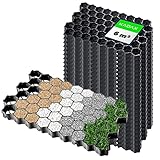 KADAX Paddockplatten aus Kunststoff, 60x40cm, 6 m², 2 Farben, Belastbarkeit bis zu 1000 t, Rasengitter mit Antirutschnoppen, Rasenwaben, Rasengitterplatten (Schwarz, Rechteckig, 24 Stück)