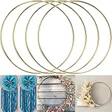 ALEMIN Metallringe zum Basteln 30cm 4 Stück Gold Kranz Ringe Makramee Ringe, Traumfänger Ring, Hochzeitskranz, Wandbehänge Deko, Blumen Reifen