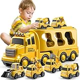 TEMI Spielzeug für 3 4 5 6 7 Jahre alte Jungen - Baufahrzeuge Transportwagen LKW Spielzeug Kinderspielzeug LKW für Kleinkind Jungen Mädchen, Weihnachten Geburtstag Geschenke für Kinder Jungen Mädchen