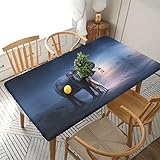 Jadery Tischdecke mit Elefanten und Mammuts, knitterfrei, schmutzabweisend, dekorative Tischdecke für Küche, Esszimmer, Erntedankfest, Weihnachten – 76 x 152 cm