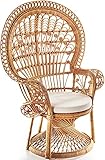 Kobolo Pfauenthron Rattansessel Peacock aus Rattan inklusive Kissen - 130 cm hoch Braun