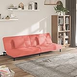 Keketa Schlafsofa 2-Sitzer mit 2 Kissen Sofa mit schlaffunktion Sofabett Rückenlehnenhöhe Verstellbarer Klappbares Schlafsofa Geeignet für Wohnzimmer, Schlafzimmer Rosa Samt