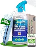 NEU FreeClean Bio Polsterreiniger Set 500 ml [EXTRA STARK OHNE CHEMIE] Polsterreiniger Sofa, Polsterreiniger Auto & Couch Reiniger - Fleckenentferner mit Polsterschwamm - Sofa Reiniger aus Deutschland