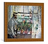 kunst für alle Bild mit Bilder-Rahmen: Berthe Morisot Eugene Manet auf der Insel Wight - dekorativer Kunstdruck, hochwertig gerahmt, 50x40 cm, Kupfer gebürstet