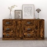 LAPOOH Sideboards 2 STK Kommode Schlafzimmer, Schlafzimmer Möbel, Komodenschrank, Esszimmer Schrank, Buffetschrank, Büromöbel, Räuchereiche Holzwerkstoff