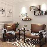 HOOSENG 2er Set PU Leder Sessel, Einzelsofa aus Weiche Kissen und Metallrahmen, Polsterstuhl Loungesessel, Ledersessel fur Wohnzimmer Studierzimmer, Braun, 58x58x74cm