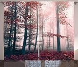 ABAKUHAUS Wald Rustikaler Vorhang, Herbst-Fall-Natur Woods, Wohnzimmer Universalband Gardinen mit Schlaufen und Haken, 280 x 225 cm, Braun Grau