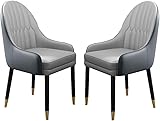 Esszimmerstühle, 2er-Set, Leder, Kücheneckstuhl, moderner Wohnzimmerakzent, Sessel mit Rückenlehne, weiches Kissen (Farbe: F)