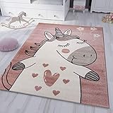 VIMODA kinderzimmer kinderteppich Pony Einhorn Teppich Flauschig für Kinderzimmer Spielzimmer, Maße:160x230 cm