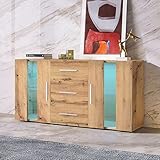 Sideboard Kommode Anrichte Standschrank Lagerung Schrank Schrank Einheit TV-Schrank,Lowboard, mit 16 Farben LED-Leuchten für Esszimmer Wohnzimmer, 140 * 35 * 70cm