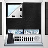 Verdunklungsstoff 100% Fenster Verdunkelung 100x145cm rollo ohne bohren Kann frei geschnitten werden Folie mit Thermobeschichtung für alle Fenster mit Klettverschluss-Tabs、Maßband、Beutel mit Kordelzug