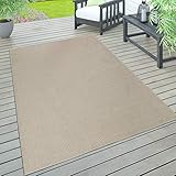 Paco Home In- & Outdoor Teppich, Terrasse u. Balkon, Wetterfest Einfarbig Mit Struktur, Grösse:120x160 cm, Farbe:Beige