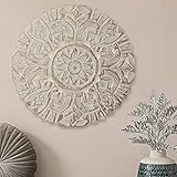 MARRAKESCH Wandbild Wanddeko aus Holz 40cm gross Ornament Abasin Weiss als Orientalische Dekoration