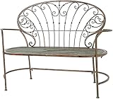 Outdoor Bank Terrassenbank, Veranda-Möbel, Retro Schmiedeeisen-Stuhl, Balkon Garten Metall Doppelstuhl, hohle Rückenlehne Einfache Armlehne Veranda Dekorativer Hocker, für Hinterhof Rasen