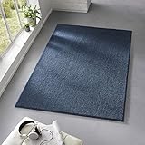 Taracarpet Teppich Kurzflor weicher Designer Uni Bodenbelag Madrid fürs Wohnzimmer, Kinderzimmer, Schlafzimmer und die Küche geeignet Dunkel-Blau 080x150 cm