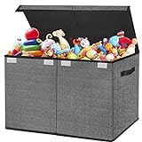 VERONLY Spielzeugkiste mit Deckel Aufbewahrungsbox Kinder, 83L Spielzeug Aufbewahrung mit Griffen, 60x40x33cm Faltbox Korb für Kinderzimmer, Kleidung, Schlafzimmer