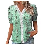 Damenblusen & Hemden, Spitzenoberteile für Damen, UK-Tunika-Tops für Frauen, UK-Puffärmel, schwarze Tunika, weiße Tunika-Tops, Camisole, 02-mint grün, Small
