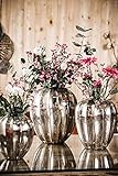 MichaelNoll Vase Blumenvase Gefäß Pokalvase Dekovase Aluminium Silber, Deko Modern aus Metall, Wohnzimmer und Küche, 17 cm