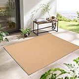 Taracarpet Outdoor & Indoor Teppich wetterfest Wohnzimmer Balkon Küchenteppich Flachgewebe Columbia Sisaloptik mit Bordüre beige 240x340 cm