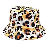 wjiNFDFG Kinder Sommerhut Fischerhut Farbe Leopard Fischerhut Männer und Frauen Drucken Tie Dye Topfhut Netz Rot Mode Sonnenschirm Hut Leichter Fischerhut