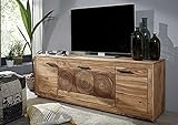 AYily Media TV Konsolentisch für TVs Fernsehschrank Holz TV Element Lowboard 178cm gebeizt Sheesham massiv Holz TV-Ständer Aufbewahrungsschrank für Wohnzimmer