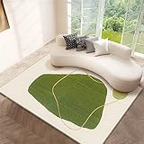 Xiaosua D'Intérieur Deko-Teppich Teppich Salon Grün Abstraktes Geometrisches Muster Teppich Boden Schlafzimmer Teppich Anti Rutsch 60X90Cm Bedruckter Teppich Grün 1Ft 11.6''X2Ft 11.4''