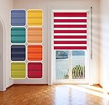 Doppelrollo, Blau, 65x215cm - Duo-Rollo Klemm Fix mit Klemmträger, Fenster-Rollo/Seitenzug-Rollo Ohne Bohren, lichtdurchlässig und verdunkelnd