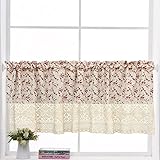 choicehot Blumenmuster Kurzvorhang Scheibengardine Küche Kurzgardine Bistrogardine Boho Beige Retro Landhaus Baumwolle und Leinen 1 Stück HxB: 60×140 cm