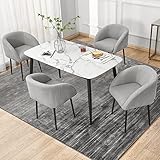 Mingone Esszimmerstühle 4er Set Küchenstuhl Polsterstuhl mit Armlehne Stuhl Wohnzimmer Sessel mit Metallbeine Sitzfläche aus Lammwolle bis 120kg，Grau(Nur 4 Stühle)