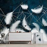 YOUPO bewegliches Fresko im Schlafzimmer, Wohnzimmerdekoration, moderne minimalistische Tapete, dreidimensionales 3D-Federmusterfoto dekorative Malerei