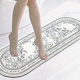 DECRAFTS Oval Badezimmerteppich Weiss Badematte Badvorleger rutschfest Waschbar für Haustür, Toilette, Küche, Wohnzimmer (40 x 120 cm)