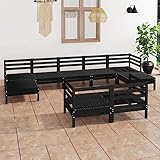 UYSELA Home Sets mit 9-teiligem Gartenlounge Set schwarz massiv Kiefernholz