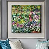 Yayun Art Monet Garten-Leinwandgemälde, Blumendrucke, schwarz gerahmte Wandkunst für Wohnzimmer, dekorative Bilder für die Hausdekoration, 70 x 70 cm/28 x 28 Zoll mit schwarzem Rahmen