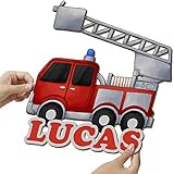 Elbeffekt Feuerwehr Wandlampe aus Holz - personalisierbares Geschenk - Geburtsgeschenk Jungen personalisierte Geschenke Jungen - Feuerwehr Geschenk aus Echtholz