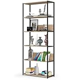 ADGO Loft Metall Bücherregal 80x192x32 cm Funktionelles und stilvolles Bücherregal für Loft Innenräume 6 Regale Werkzeugregal Bücher Zubehör(Versand 2 Packungen) (Schwarz/Eiche Artisan, 80cm)