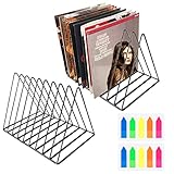 AFASOES 2 Pack Magazinständer Zeitschriftenständer 9 Steckplätze Zeitungsständer Achallplattenständer Schwarz Metall Buchstütze Dreieck Zeitschriften Zeitungshalter für Magazin Dokumente CD