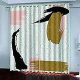 Vorhang Verdunkelung Kinderzimmer Kinder Junge Mädchen Kreative Goldene Rosa Malerei Muster Thermovorhang Mit Ösen 200X214Cm Blickdichte Vorhänge Wohnzimmer Schlafzimmer Outdoor Fenstergardinen 2Er